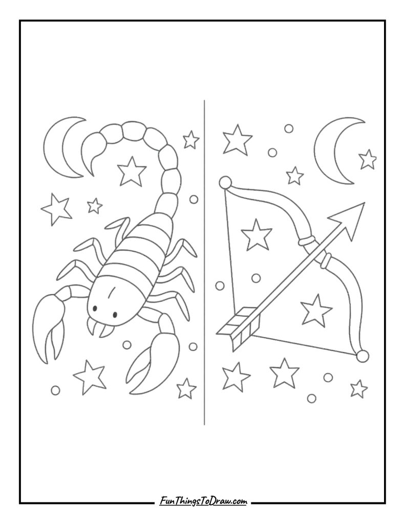 November zodiac signs coloring sheet