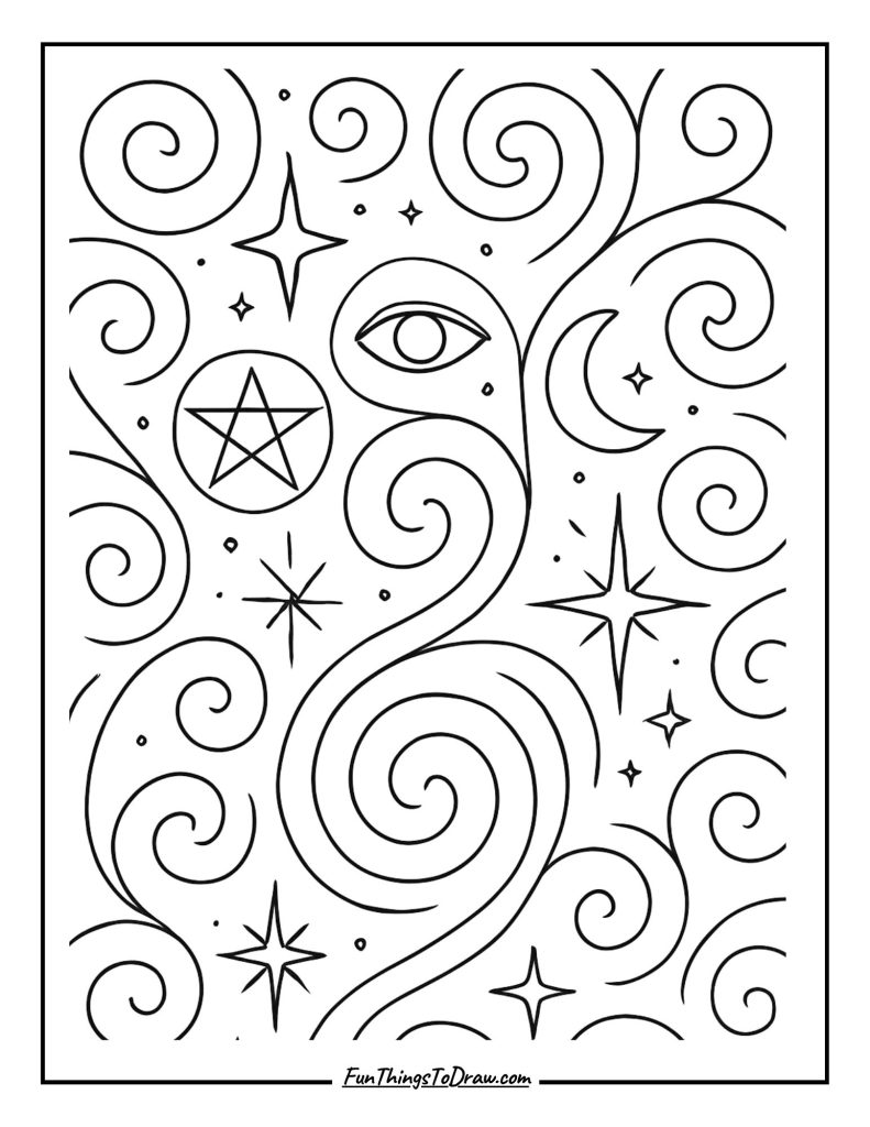 Swirling Spells Coloring Page