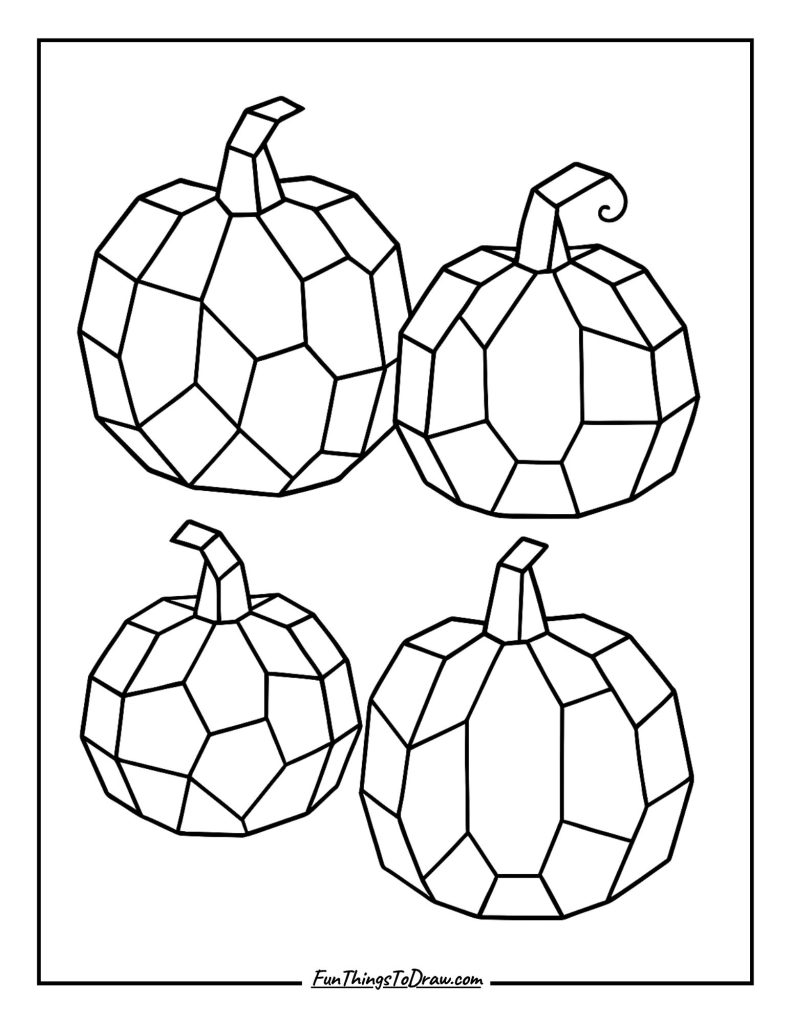 Geometric Pumpkins Coloring Idea