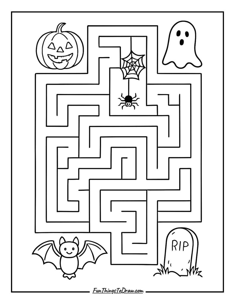 Haunted Maze Coloring Page