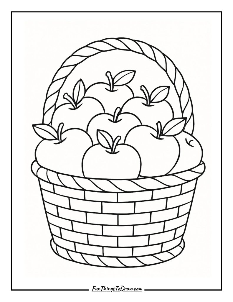 Apple Orchard Basket Coloring Page