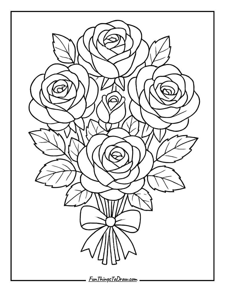 Bouquet of Roses Coloring Page