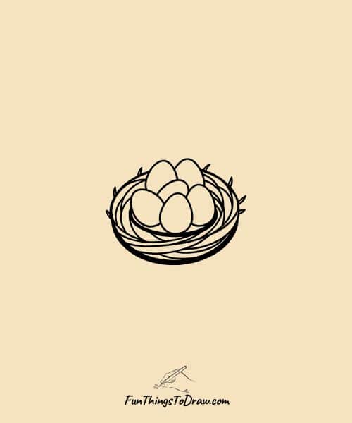 Easy Drawing of Eggs in Nest