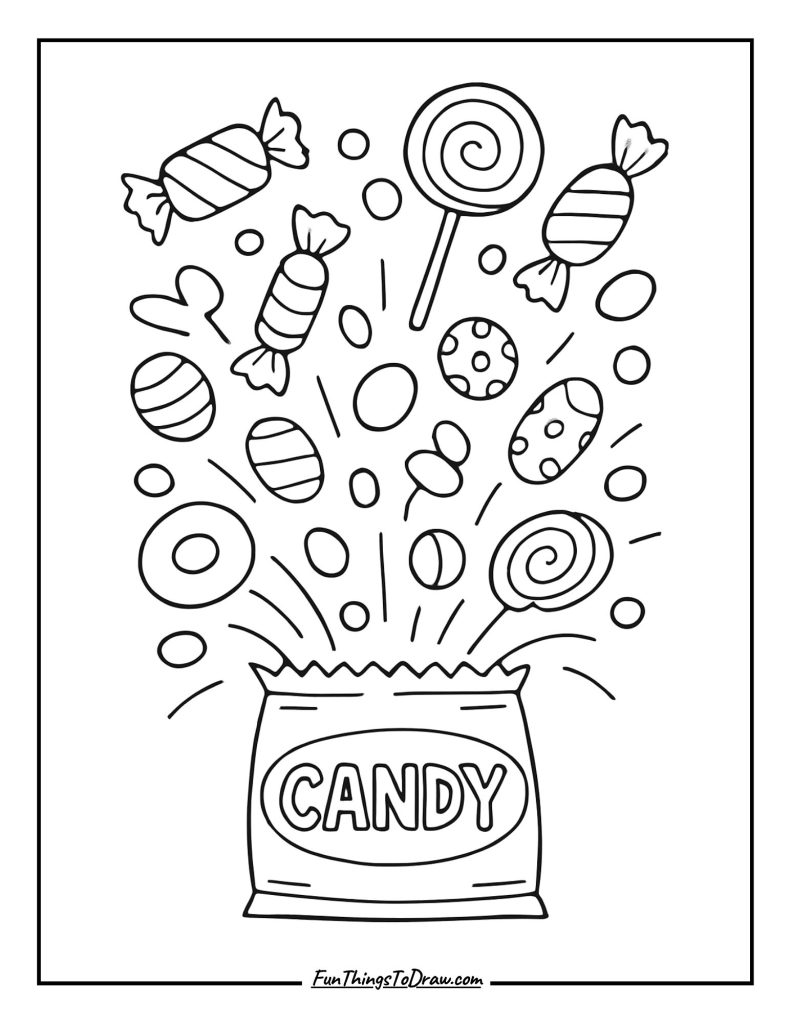 Candy Explosion Coloring Page