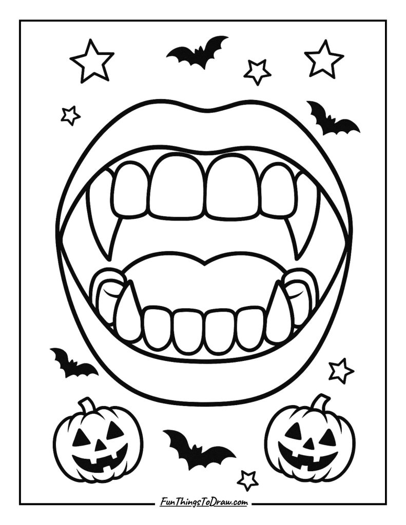 Vampire Teeth Coloring Page