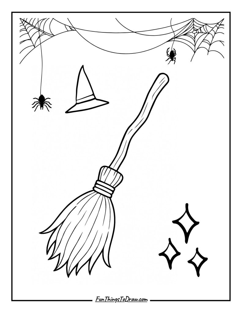 Witch's Broom Coloring Page
