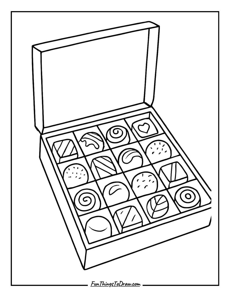 Chocolate Box Assortment Coloring Page