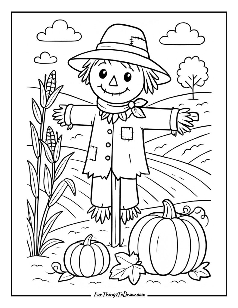 Scarecrow Guardian Coloring Page