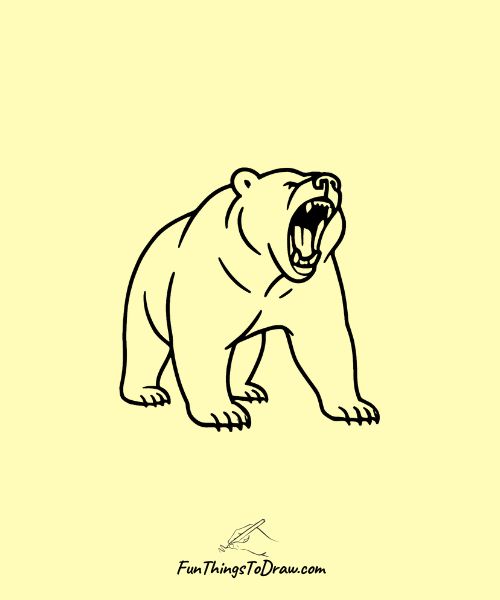 Drawing of a Grizzly bear roaring
