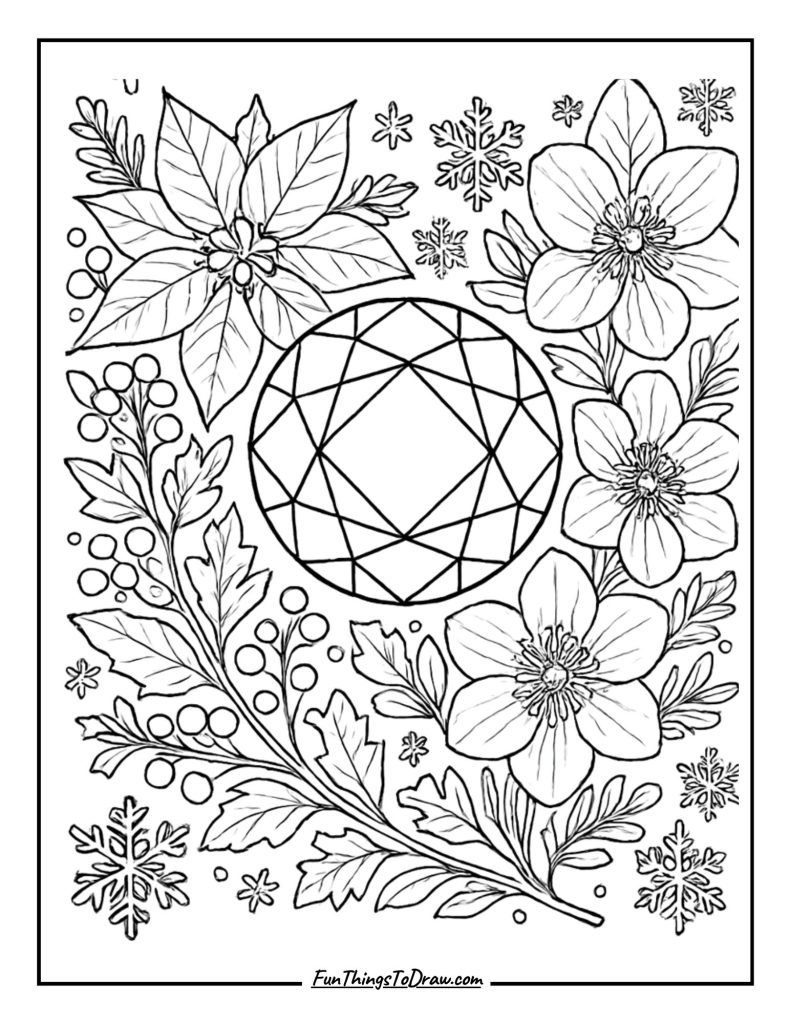 January Birthstone - Garnet Coloring Pate