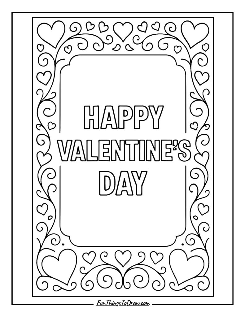 Valentine's Day Card Design Coloring Page