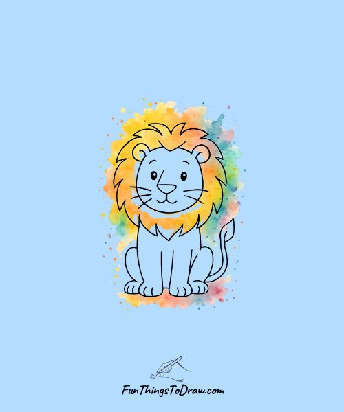 Watercolor Lion Splash