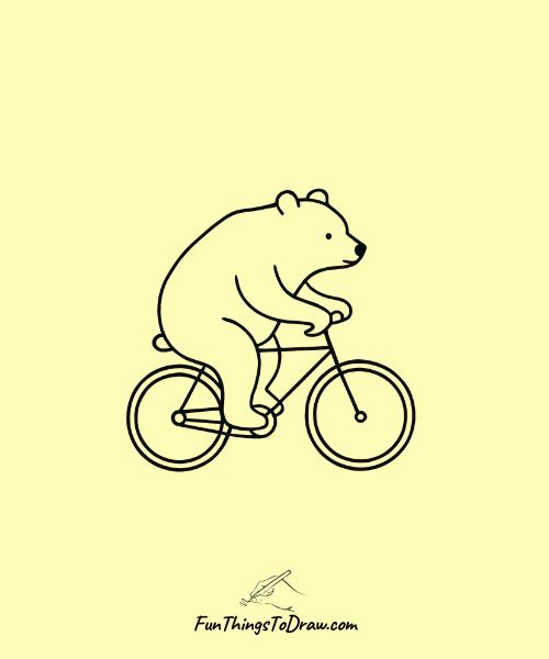 Bear riding a bicycle drawing