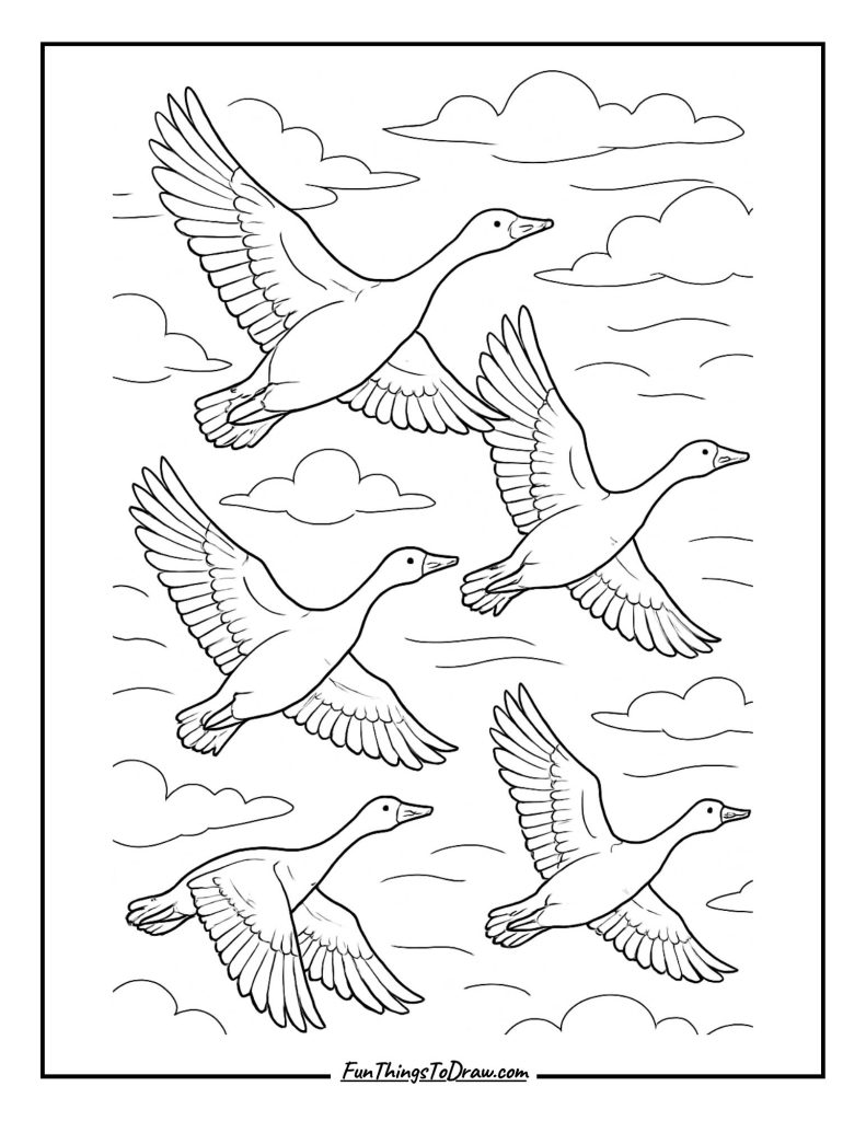 Flying Geese Migration Coloring Page