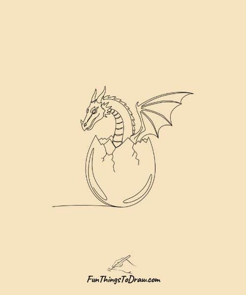 Egg hatching a dragon drawing
