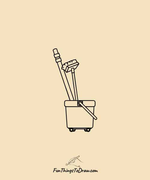 Toilet trolley with broom