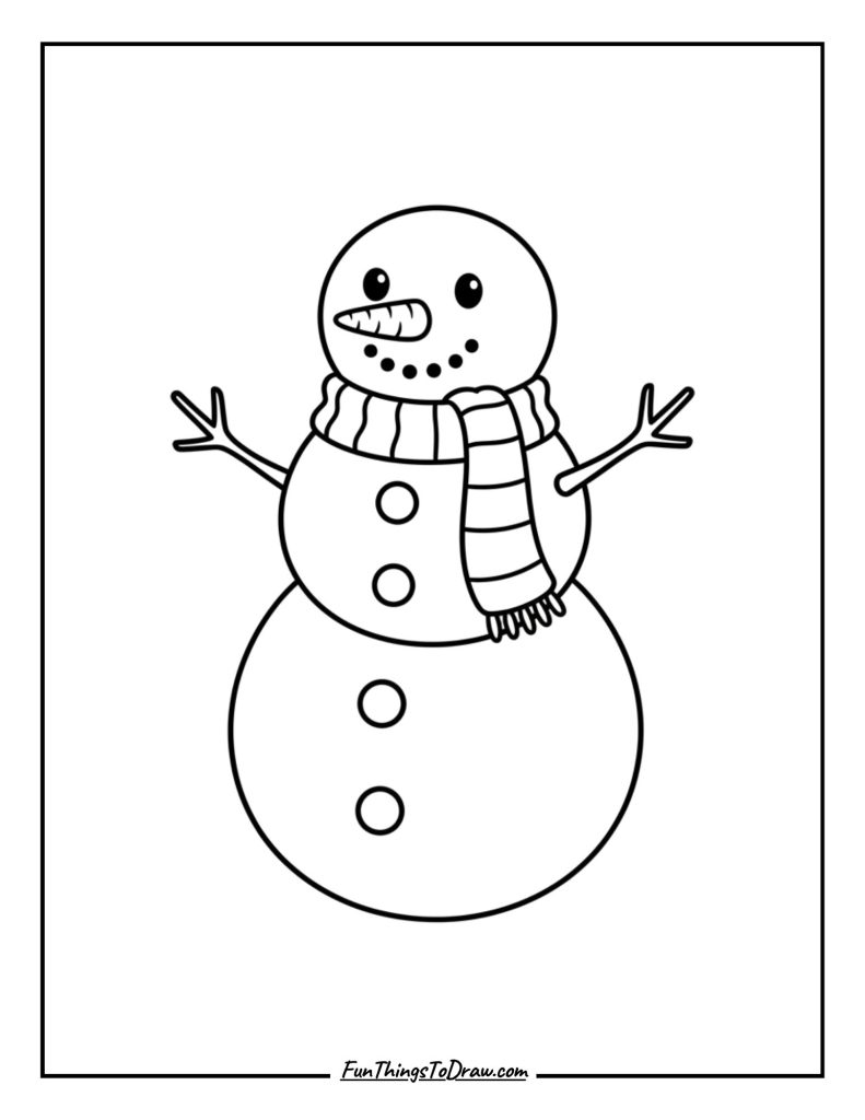Classic snowman with scarf and carrot nose