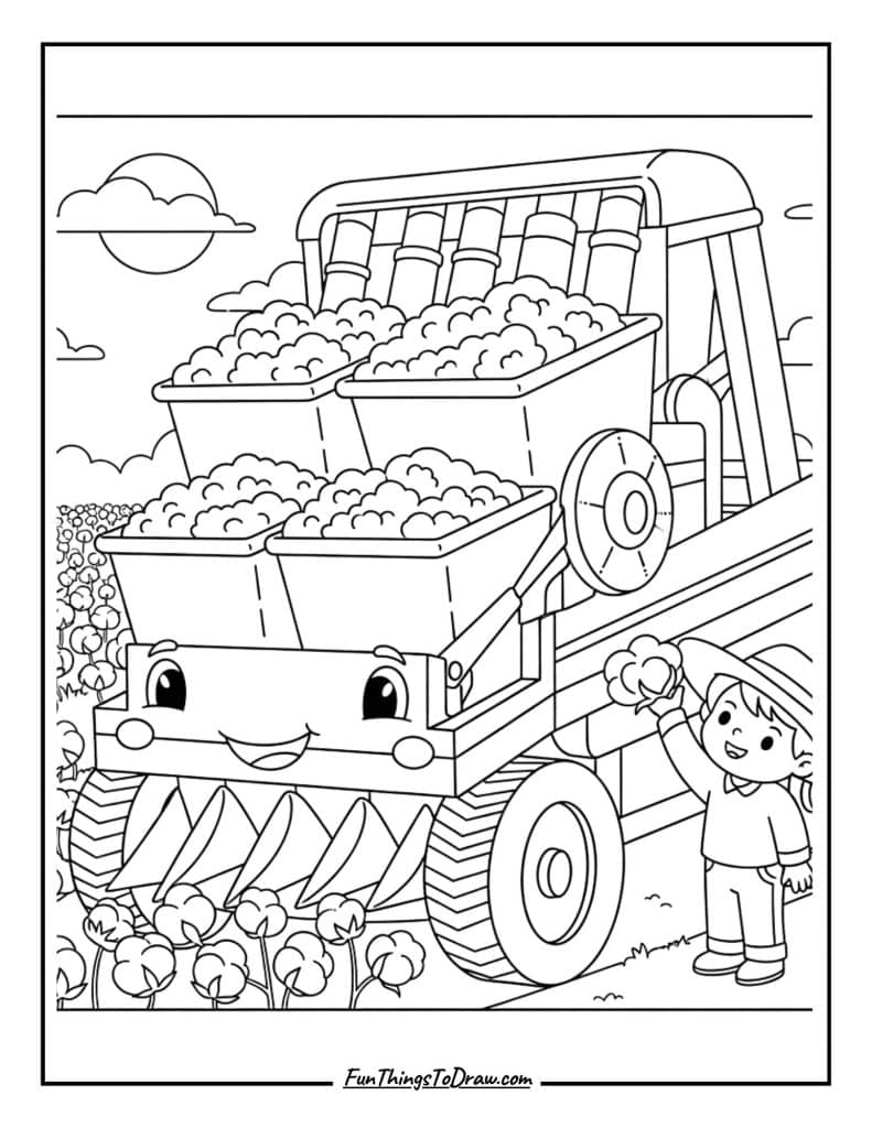 Cotton picker with full storage bins