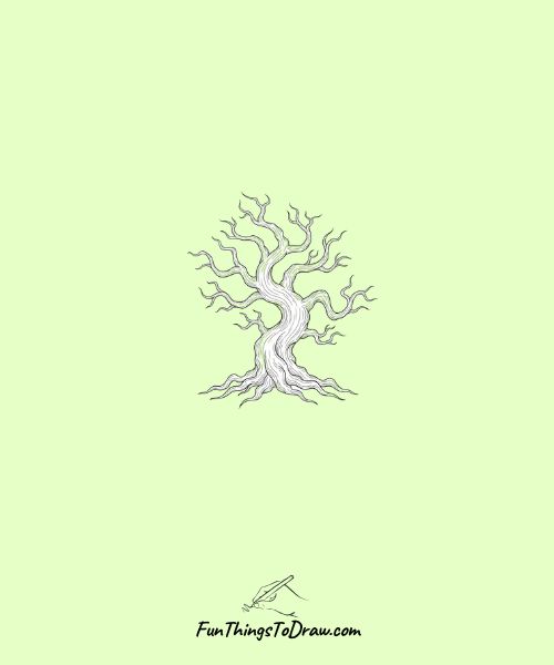 Haunted tree with twisted branches