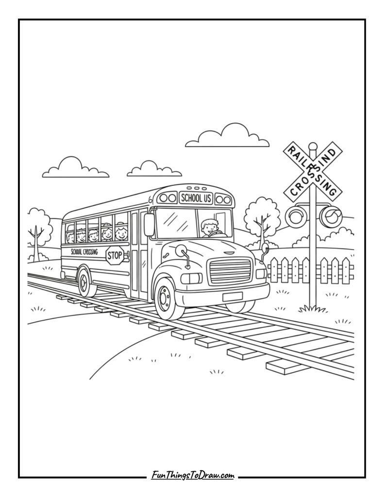 School Bus at Crossing