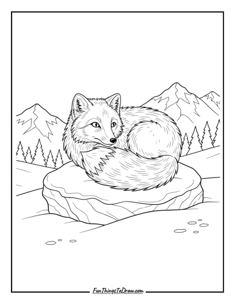 Arctic fox in winter coat