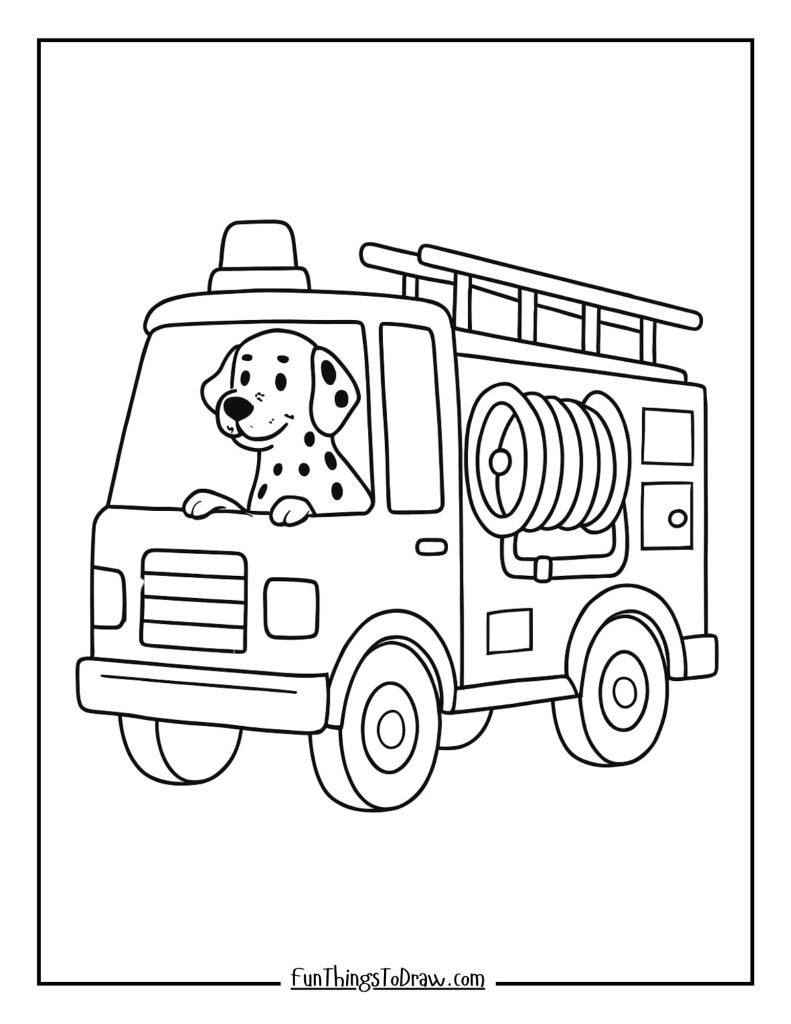 Fire truck with dalmatian