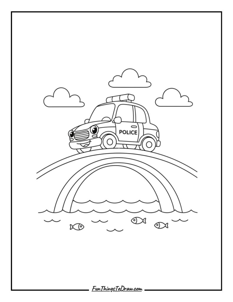 Police Car on a Bridge
