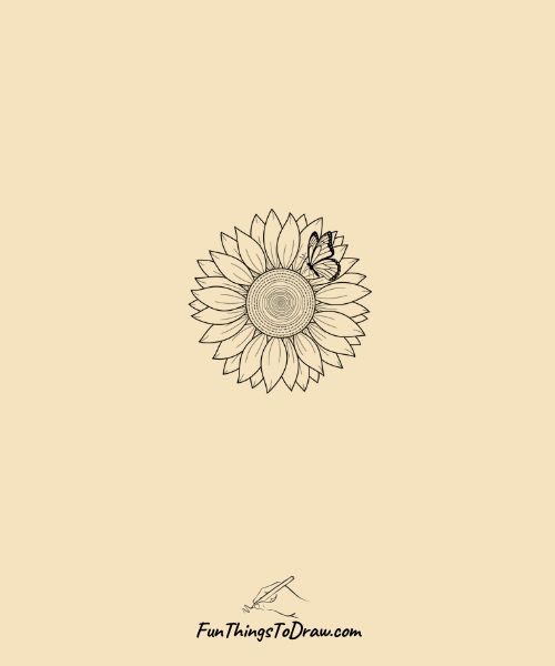 Sunflower with butterfly