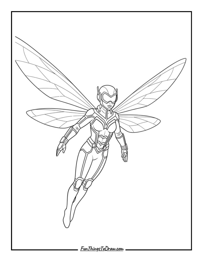 Wasp flying with glowing wings