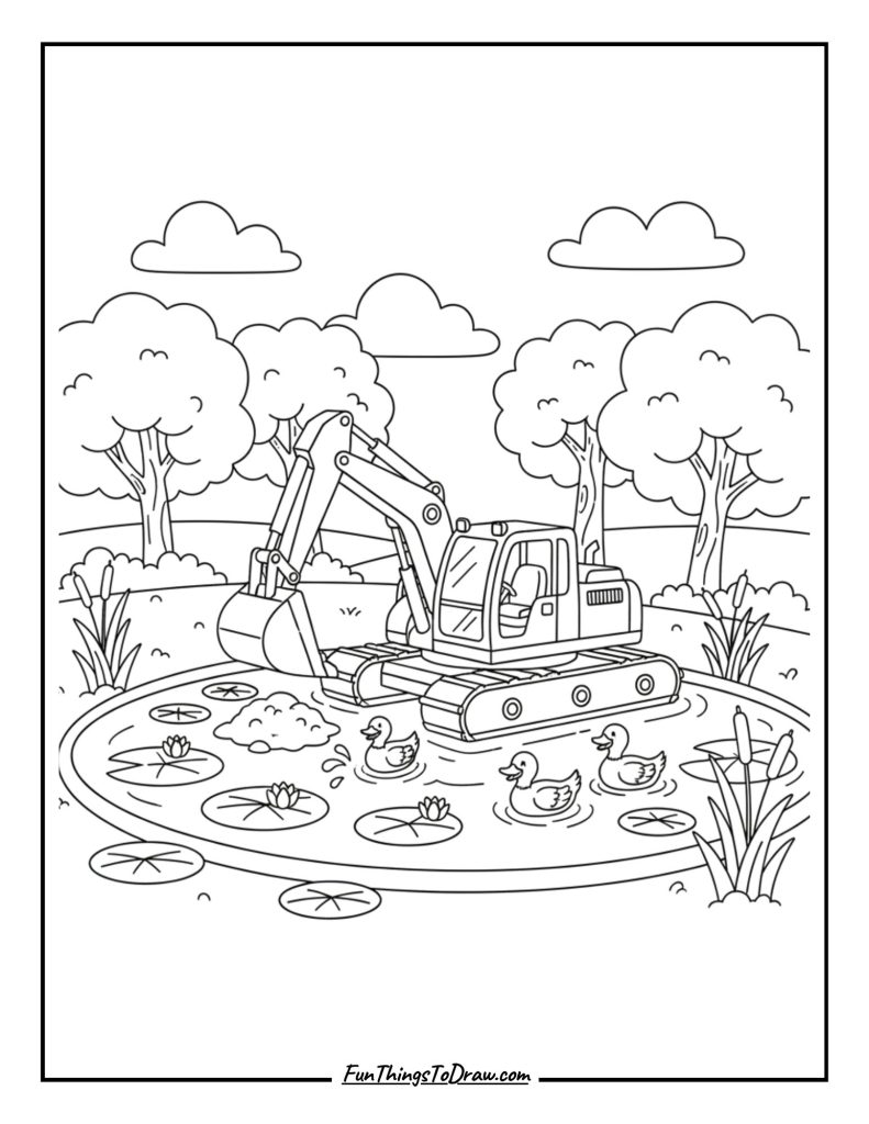Amphibious Excavator Pond Project
