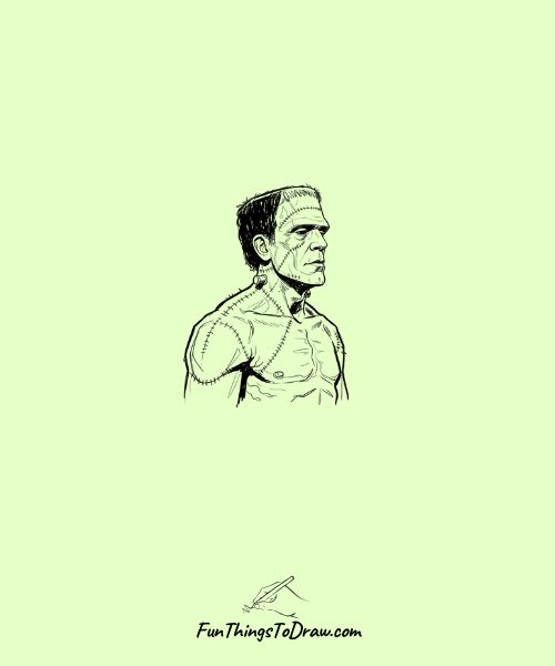 Frankenstein's monster with stitches