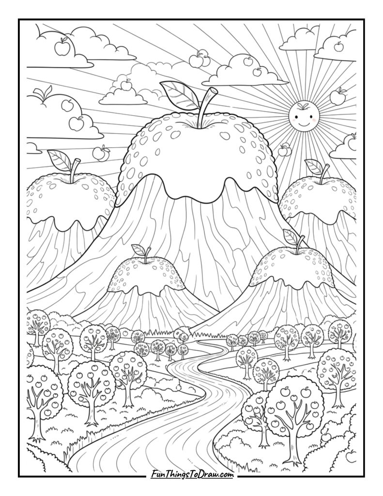 Fuji Apple Mountain Scene