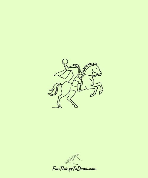Headless horseman riding black stallion