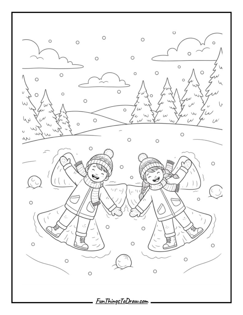 Snow angels in fresh powder