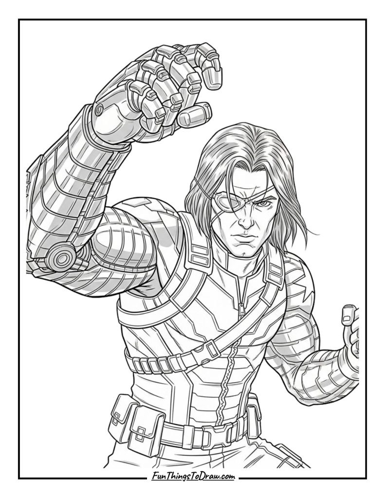 Winter Soldier raising metal arm