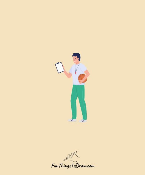 Basketball Coach with Clipboard