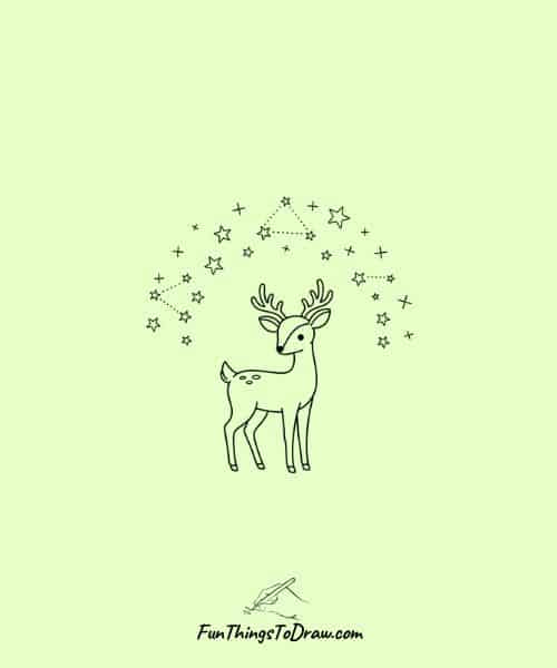 Deer under a starry sky