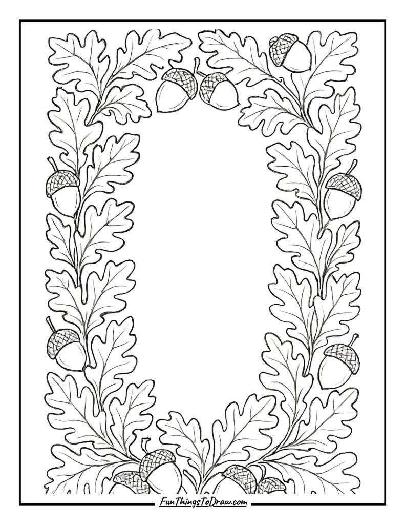 Acorn and Oak Leaf Border Design
