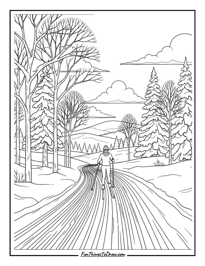 Cross-country skiing trail