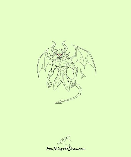 Demon with horns and red eyes