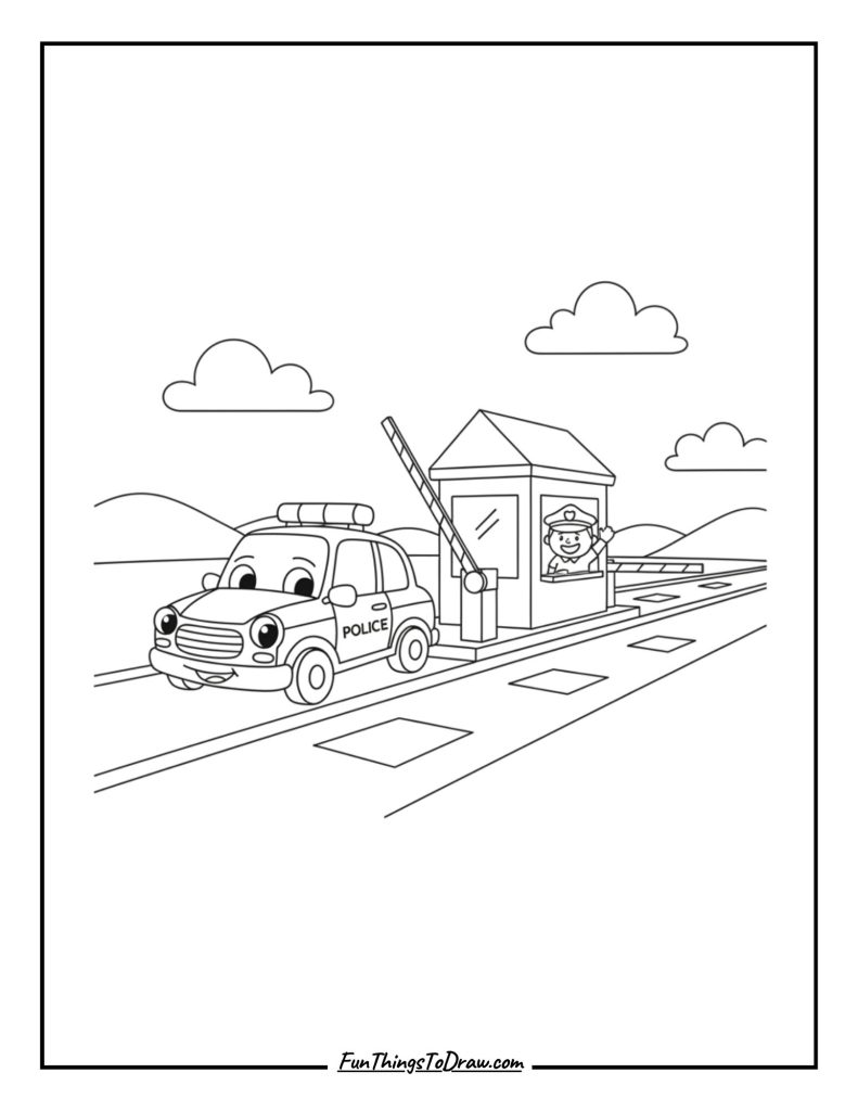 Police Car at a Toll Booth