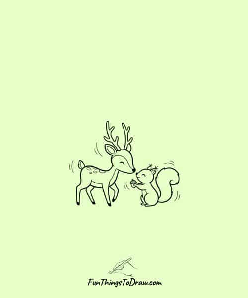  Deer playing with a squirrel