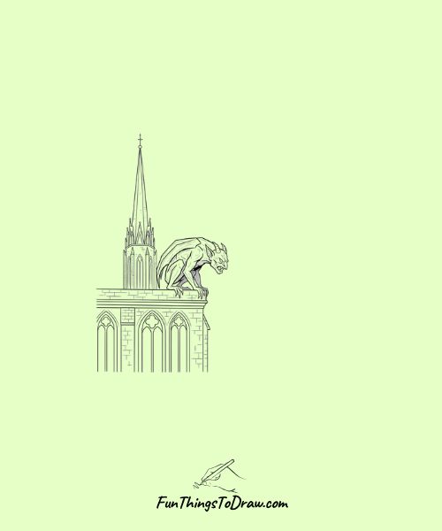Gargoyle perched on cathedral