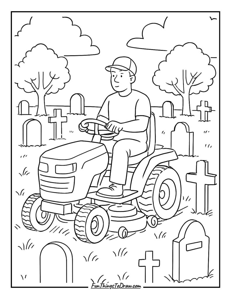 Cemetery grounds keeping tractor