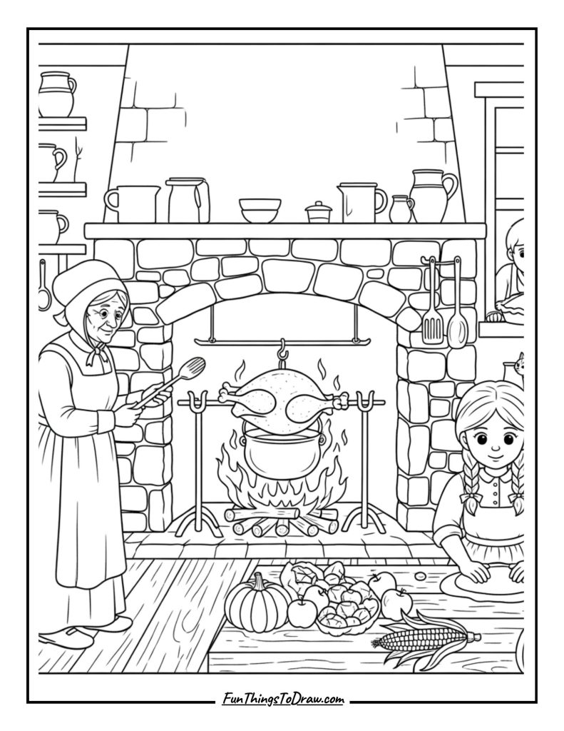 Colonial Kitchen Scene
