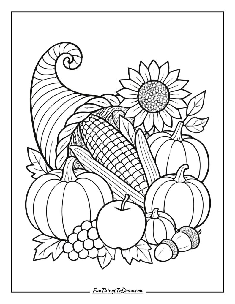 Cornucopia Overflowing with Harvest Bounty