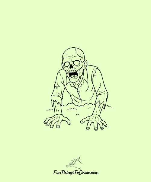  Zombie rising from graveyard dirt
