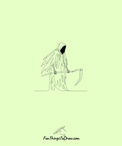 Death reaper with hooded cloak