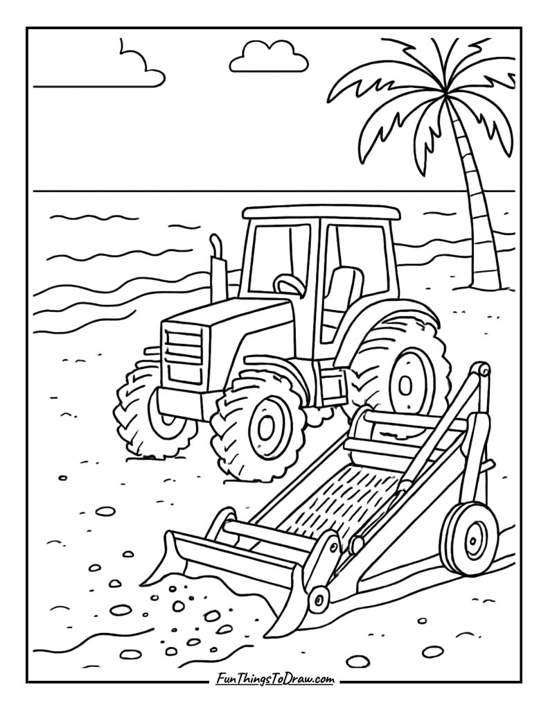 Beach cleaning tractor with sand sifter