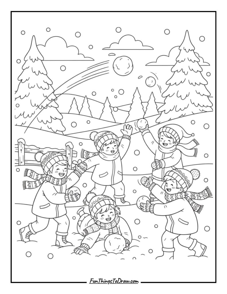 Snowball fight scene